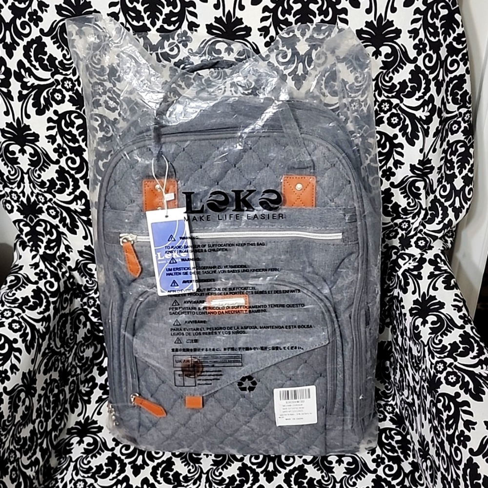 Leke baby diaper bag back pack, all in one changing pad, multi function.
